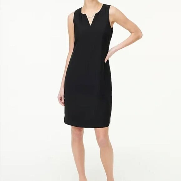 J. Crew Sleeveless Split Neck Suiting Dress Black Size 12 NWT - Picture 1 of 10